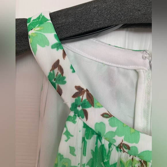 NWT DKNY White/Green Floral Maxi Dress Racerback Front Peephole Tie Belt Zip 14 - Picture 11 of 14